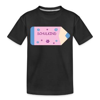 Crayon de couleur rose bleu clair petites fleurs - Écolier - T-shirt bio Premium Enfant - noir - Devant