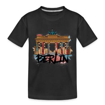 Urbaner Berliner Style – Brandenburger Tor - Kinder Premium Bio T-Shirt - Schwarz - Vorne