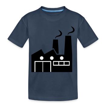 Abstrakte geometrische Linienkunst einer Fabrik - Kinder Premium Bio T-Shirt - Navy - Vorne