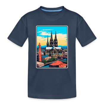 Cathédrale de Cologne, Allemagne, Affichage urbain de voyage - T-shirt bio Premium Enfant - bleu marine - Devant