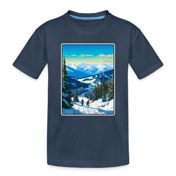 Affiche de voyage vintage de Borovets Bulgaria Paysage urbain - T-shirt bio Premium Enfant - bleu marine - Devant