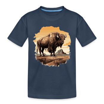 Majestischer Bison im Western-Stil - Kinder Premium Bio T-Shirt - Navy - Vorne