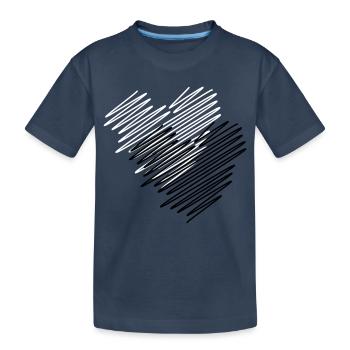 Zwei Herzen Scribble - Kinder Premium Bio T-Shirt - Navy - Vorne