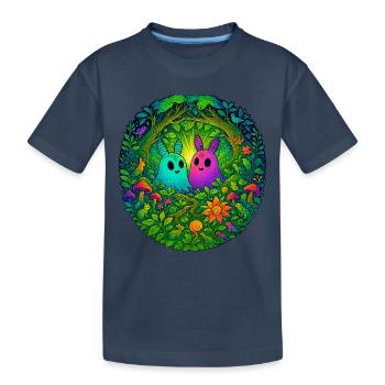 Créatures lumineuses dans la forêt enchantée - T-shirt bio Premium Enfant - bleu marine - Devant