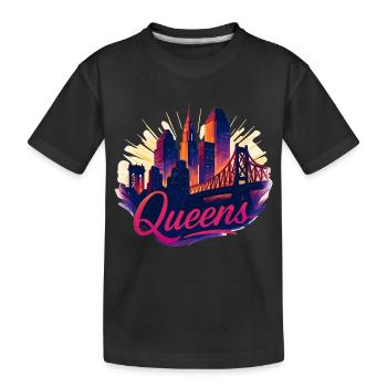 Queens Stadt New York Silhouette Geschenk - Kinder Premium Bio T-Shirt - Schwarz - Vorne