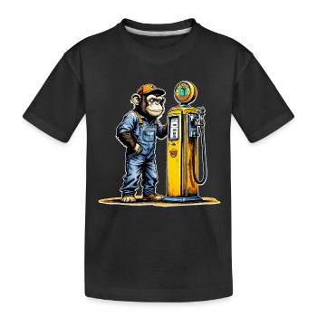 Monkey Vintage Pump-Kunst - Kinder Premium Bio T-Shirt - Schwarz - Vorne