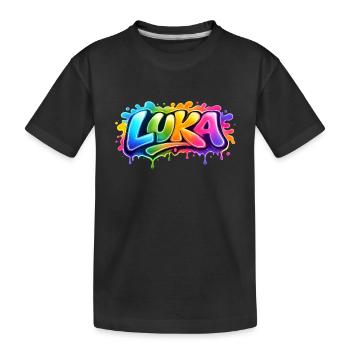 Graffiti LUKA Name Gift Ideal Printable - Kids' Premium Organic T-Shirt - black - Front