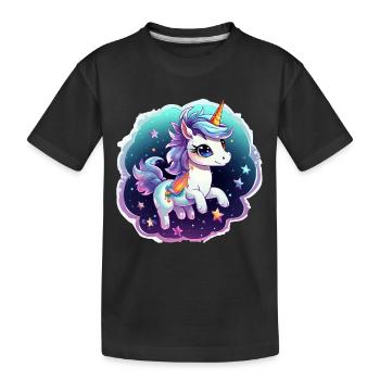 Cosmic Unicorn with Scarf - Kids' Premium Organic T-Shirt - black - Front
