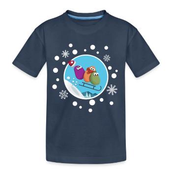 Luge d’Hiver Humour Frissons et Magie - T-shirt bio Premium Enfant - bleu marine - Devant
