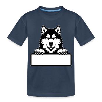 Badge de nom Malamute d’Alaska noir et blanc - T-shirt bio Premium Enfant - bleu marine - Devant