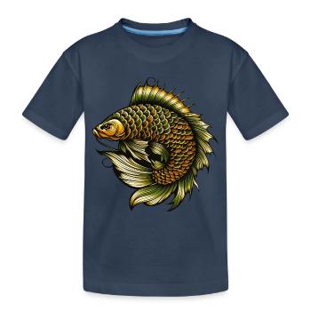 Karpfen Fisch Tattoo look Fantasie Buttje Schuppen - Kinder Premium Bio T-Shirt - Navy - Vorne
