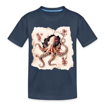 Oktopus - Kinder Premium Bio T-Shirt - Navy - Vorne