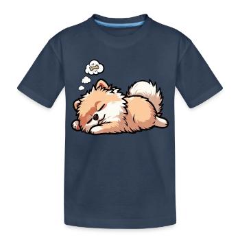 Poméranien Poméranien Spitz Chien Miniature Spitz Holder - T-shirt bio Premium Enfant - bleu marine - Devant