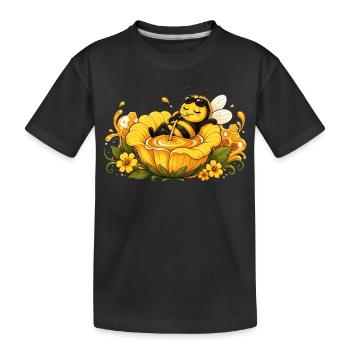 bee honey beekeeper honeycomb flowers meadow insect - Kids' Premium Organic T-Shirt - black - Front