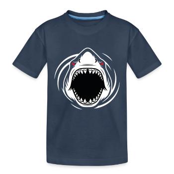 Requin Megalodon Mascotte Logo Sport Pêche Gaming - T-shirt bio Premium Enfant - bleu marine - Devant