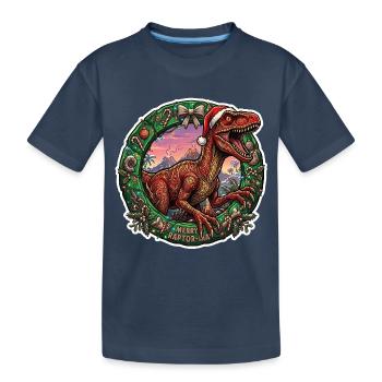 Couronne de Noël de Rapace - Festive de Dino - T-shirt bio Premium Enfant - bleu marine - Devant