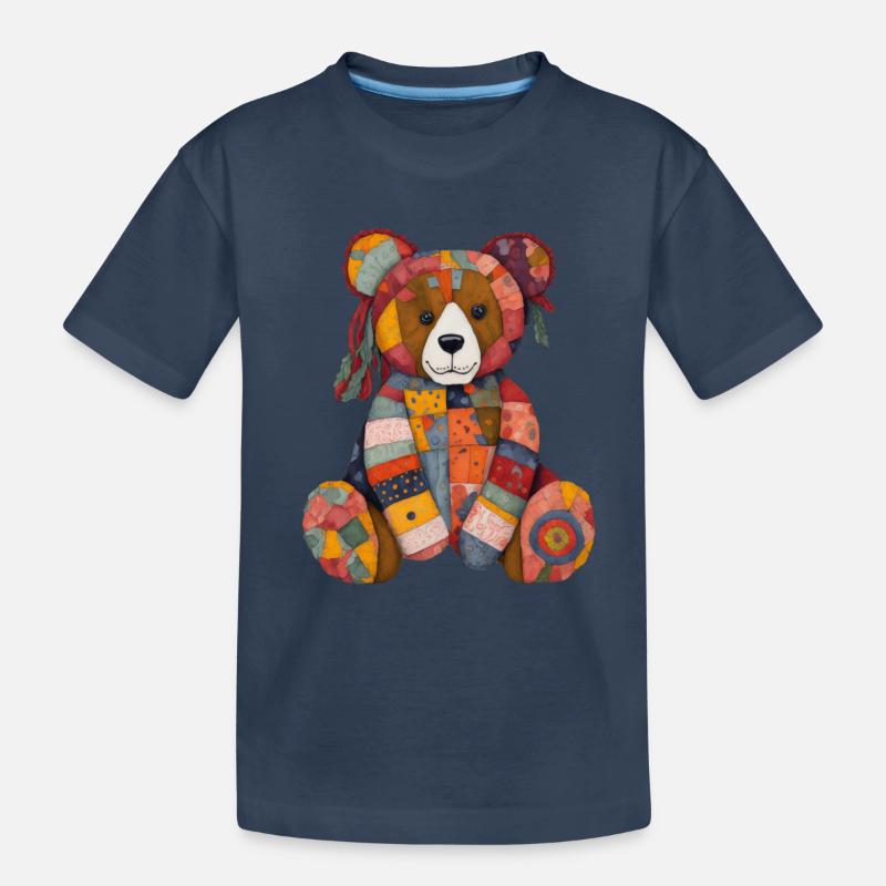 Patchwork Teddy - Kinder Premium Bio T-Shirt - Navy