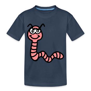 frecher Regenwurm - Kinder Premium Bio T-Shirt - Navy - Vorne