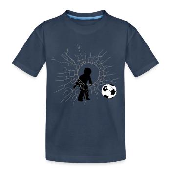 Fußball Junge - Kinder Premium Bio T-Shirt - Navy - Vorne