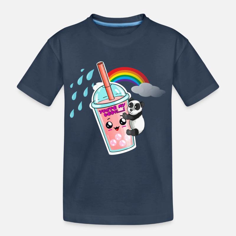 Bubble tea will ein Panda. Bubble tea Box - Kinder Premium Bio T-Shirt - Navy