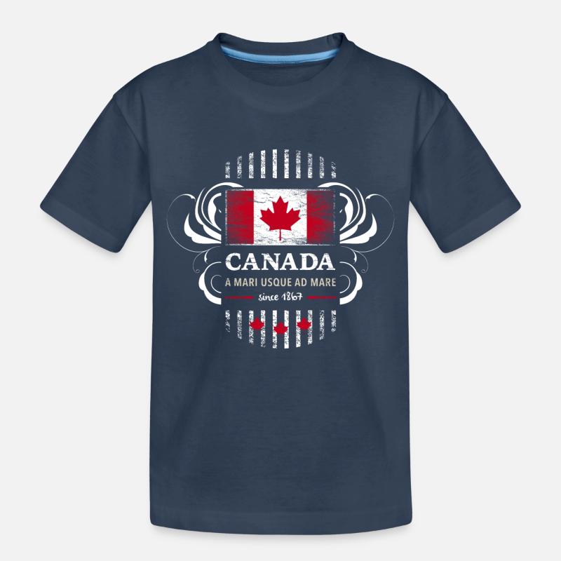 drapeau drapeau à la feuille d'érable d'érable Canada 2 - T-shirt bio Premium Enfant - bleu marine