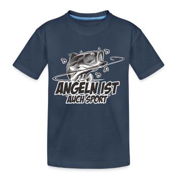 Angeln ist auch Sport - Kinder Premium Bio T-Shirt - Navy - Vorne
