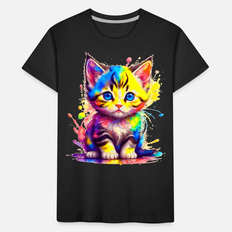 Regenbogen-Kätzchen Kinder Premium Bio T-Shirt