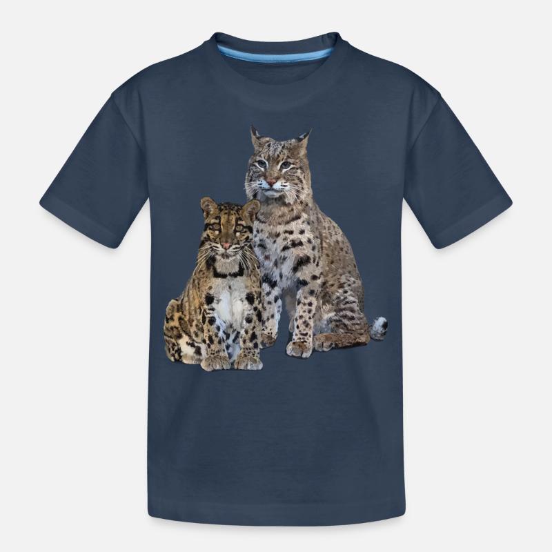 Nebelparder und Luchs - Kinder Premium Bio T-Shirt - Navy