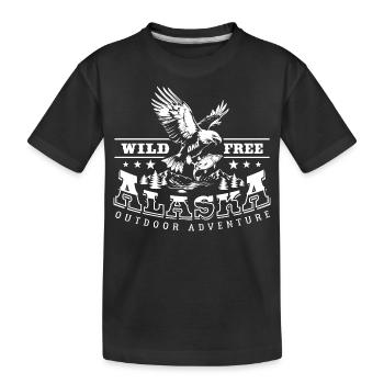 Wild and Free - Alaska Outdoor Adventure - Kids' Premium Organic T-Shirt - black - Front