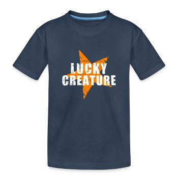 LUCKY CREATURE - GlücksTshirt - used look - Stern - Kinder Premium Bio T-Shirt - Navy - Vorne