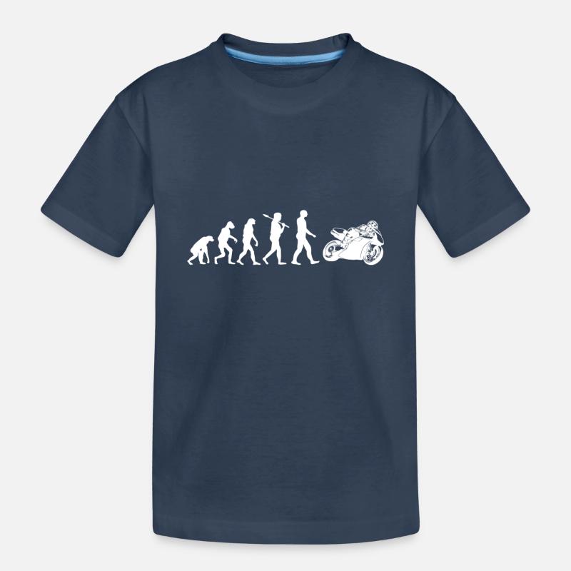 Moto shirt · · · Evolution machine de course motards - T-shirt bio Premium Enfant - bleu marine
