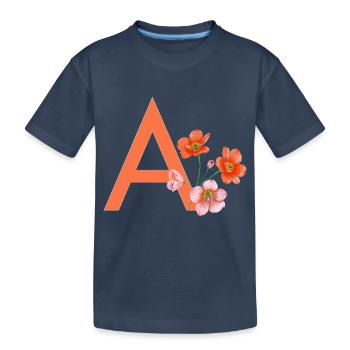 A avec des fleurs - T-shirt bio Premium Enfant - bleu marine - Devant