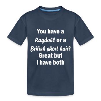 Ragdoll/British Short Hair - Kinder Premium Bio T-Shirt - Navy - Vorne