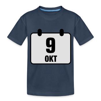 9 oktober jahrestag geburtstag 2c - Kinder Premium Bio T-Shirt - Navy - Vorne