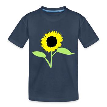 Sommer-Sonnenblumengelb mit offenen Blätter - Kinder Premium Bio T-Shirt - Navy - Vorne