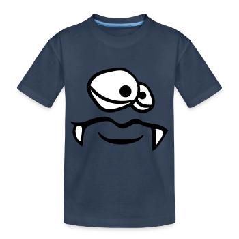 gesicht kopf monster lustig boese gefaehrlich clip - Kinder Premium Bio T-Shirt - Navy - Vorne