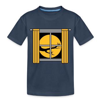 Mond Nacht Baum Fenster - Kinder Premium Bio T-Shirt - Navy - Vorne