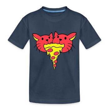 2 Chats Nourriture Salami Pizza Restauration rapide Hunger Team - T-shirt bio Premium Enfant - bleu marine - Devant