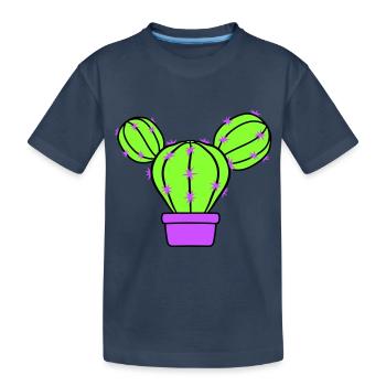 Petit Cactus Épines Désert Cactus Pot de Fleur - T-shirt bio Premium Enfant - bleu marine - Devant