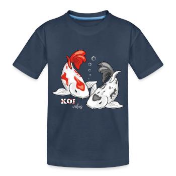 Zwei Koi-Fische. Koi-Vibes - Kinder Premium Bio T-Shirt - Navy - Vorne