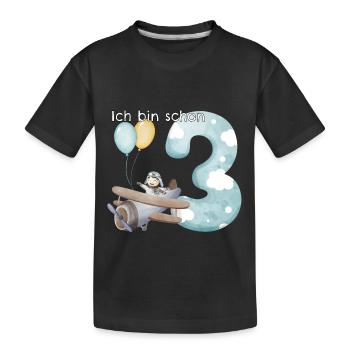 3. Geburtstag Flugzeug Pilot - Kinder Premium Bio T-Shirt - Schwarz - Vorne