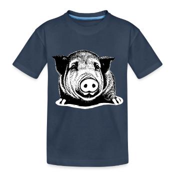 porc doux porcs porcs animaux animaux 6 - T-shirt bio Premium Enfant - bleu marine - Devant