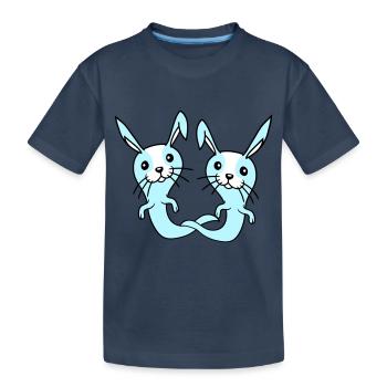 2 Hasen Geist Gespenst spuken Halloween gruselig - Kinder Premium Bio T-Shirt - Navy - Vorne
