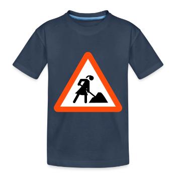 Frau auf Baustelle - Kinder Premium Bio T-Shirt - Navy - Vorne