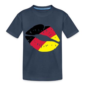 germany kiss lips - Kinder Premium Bio T-Shirt - Navy - Vorne