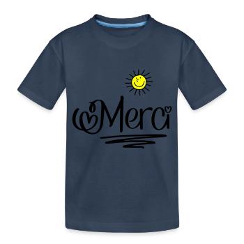 Merci - Kids' Premium Organic T-Shirt - navy - Front