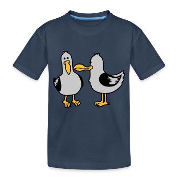 Freunde 2 lustige Möwen - Kinder Premium Bio T-Shirt - Navy - Vorne