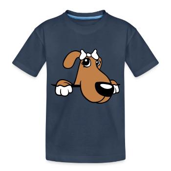 chien derrière le mur jolie dame arc femelle - T-shirt bio Premium Enfant - bleu marine - Devant