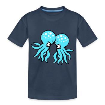 2 Oktopus Freunde Zwei kämpfende Feinde Rivalen - Kinder Premium Bio T-Shirt - Navy - Vorne