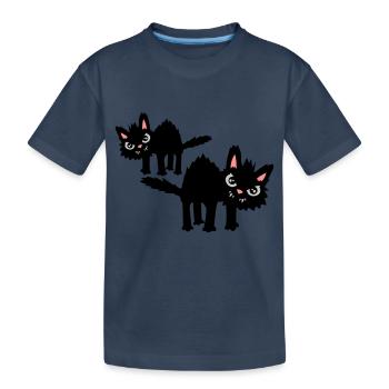 Team lustige Katzen - Kinder Premium Bio T-Shirt - Navy - Vorne